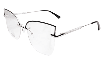 Soigné Female Oversize Half Rim Cat Eye Spectacle Frame.Gold&Black
