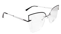 Soigné Female Oversize Half Rim Cat Eye Spectacle Frame.Gold&Black