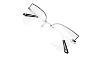 Soigné Female Oversize Half Rim Cat Eye Spectacle Frame.Gold&Black