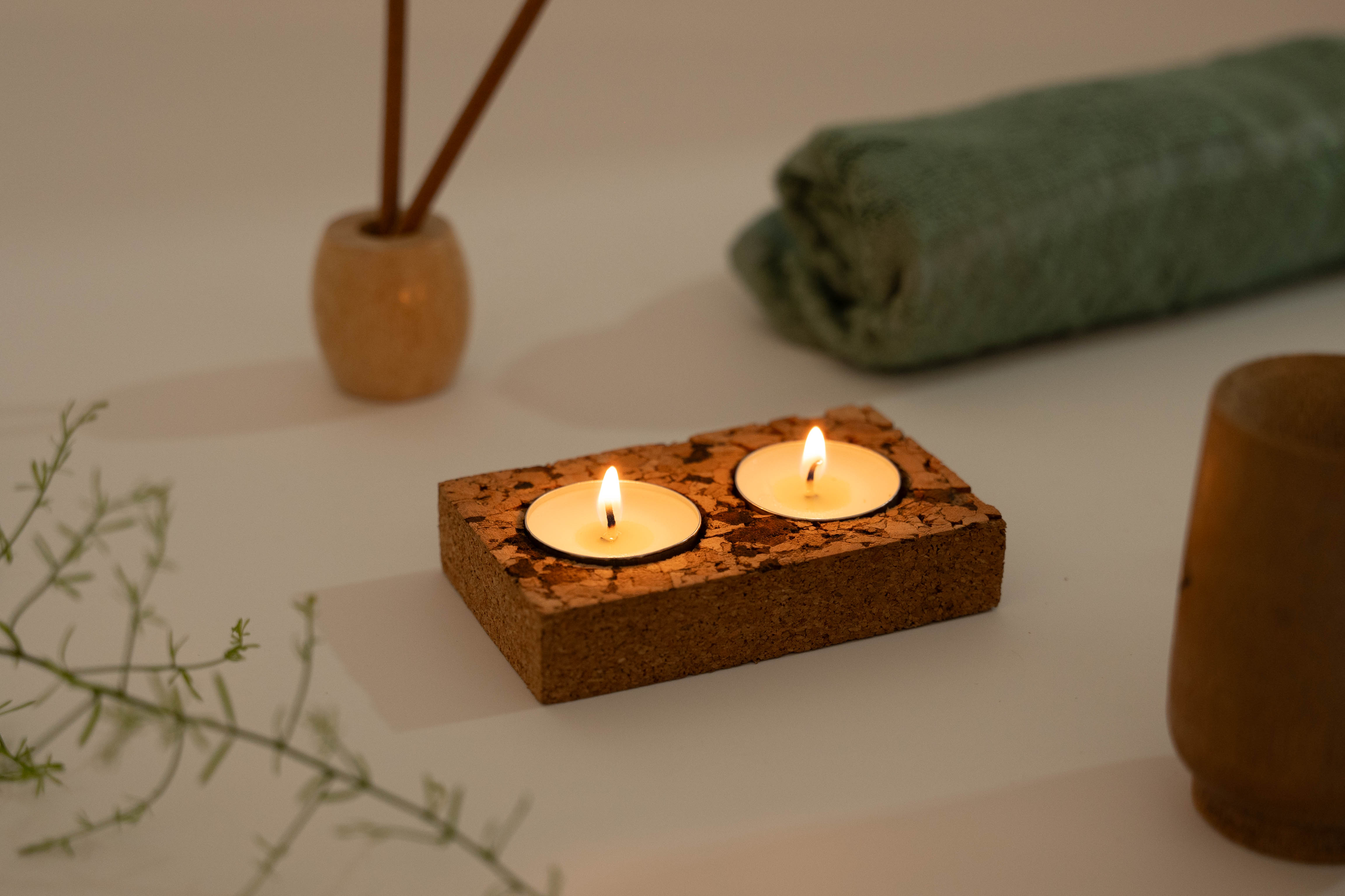 Cork T- Light Candle Double