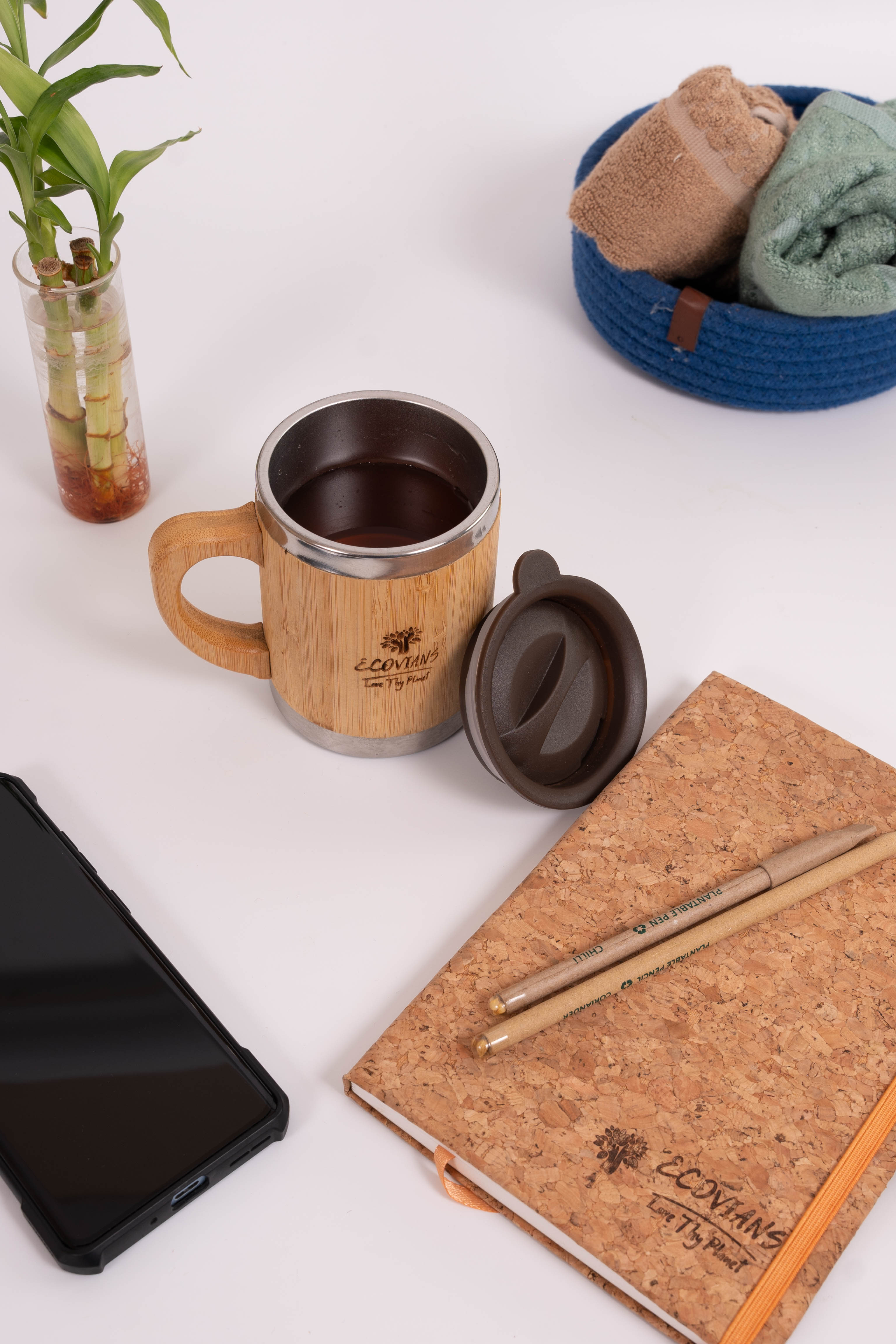 Bamboo Coffee Mug With Lid - 350ml