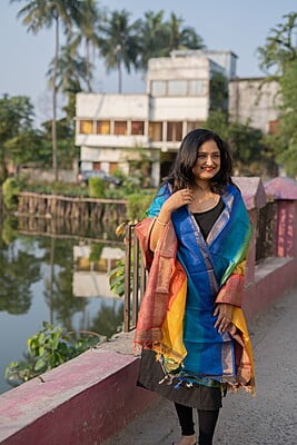 Rainbow Dupatta on pure gachi tassar