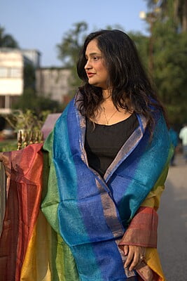 Rainbow Dupatta on pure gachi tassar