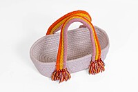 SMALL Cotton  hamper basket with handles