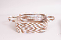 Cotton Rectangular Storage Basket,(grey / brown) Cute case for Closet, Packing, Wedding Packaging Organizer Box, (Natural)