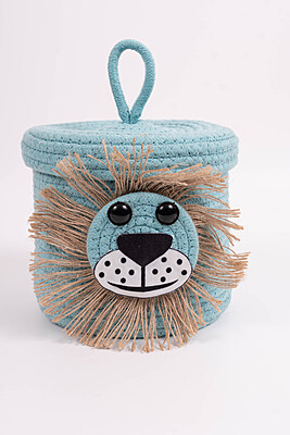 Cotton kids Storage Basket, Cute Penguin face, Organizer Box, Handwoven Eco-Friendly Storage Basket Bins with Lid