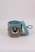 Cotton kids Storage Basket, Cute Penguin face, Organizer Box, Handwoven Eco-Friendly Storage Basket Bins with Lid