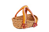 SMALL Cotton  hamper basket with handles