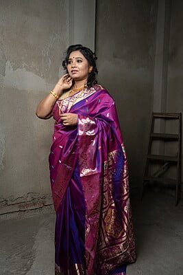 Light purple color multiple color meena work Revival work