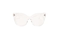 Soigné Female Oversized CatEye Spectacle Frame. Transparent Color with Golden Chain