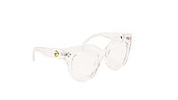 Soigné Female Oversized CatEye Spectacle Frame. Transparent Color with Golden Chain