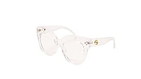 Soigné Female Oversized CatEye Spectacle Frame. Transparent Color with Golden Chain