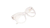 Soigné Female Oversized CatEye Spectacle Frame. Transparent Color with Golden Chain