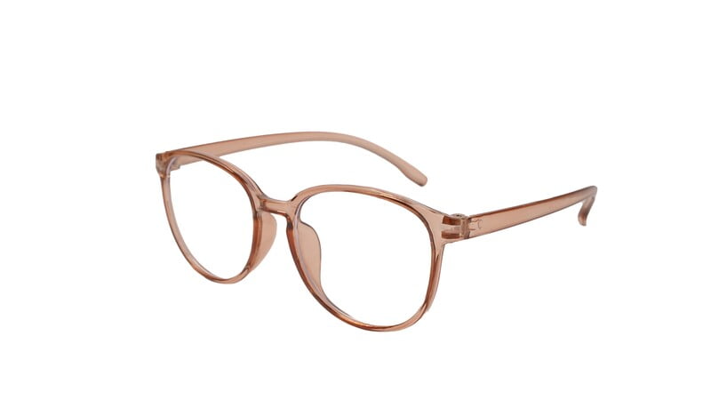 Soigné Unisex Large Round Spectacle Frame. See Through Brown