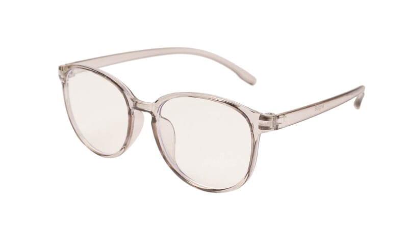Soigné Unisex Large Round Spectacle Frame. See Through Grey