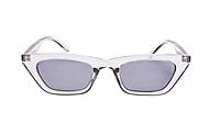 Soigné Female Large CatEye Sunglasses. See Through Grey