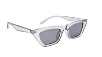 Soigné Female Large CatEye Sunglasses. See Through Grey