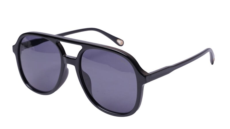 Soigné Unisex Aviator Sunglasses.Gloss Black Frame
