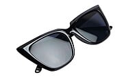 Soigné Female Oversized Cat Eye Sunglasses. Glossy Black
