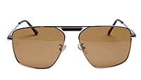 Soigné Unisex Medium Square Sunglasses.Silver Frame.Brown Lens