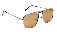 Soigné Unisex Medium Square Sunglasses.Silver Frame.Brown Lens
