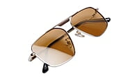 Soigné Unisex Medium Square Sunglasses.Silver Frame.Brown Lens