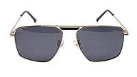 Soigné Unisex Medium Square Sunglasses.Golden Frame.Black Lens