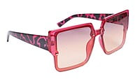 Soigné Female Oversized Square Sunglasses.Red Rim