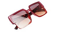 Soigné Female Oversized Square Sunglasses.Red Rim