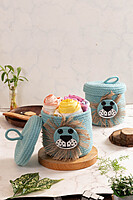 Cotton kids Storage Basket, Cute Penguin face, Organizer Box, Handwoven Eco-Friendly Storage Basket Bins with Lid