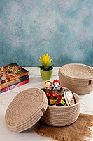 Cotton CORPORATE GIFT BASKET with Lid | Eco-Friendly, Stylish Storage Solution for Home and Office || Natural Cotton, Durable and Versatile
