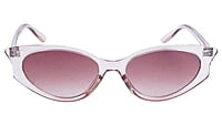 Soigné Female Large Cateye Sunglasses.Transparent Frame with black color string