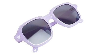 Soigné Female Large Square Sunglasses. Purple Frame