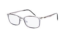 Unisex Medium Rectangular Spectacle Frame. See Through Grey Rim