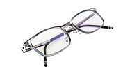 Unisex Medium Rectangular Spectacle Frame. See Through Grey Rim