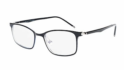 Unisex Medium Rectangular Spectacle Frame. Black & Transparent Rim