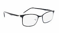Unisex Medium Rectangular Spectacle Frame. Black & Transparent Rim