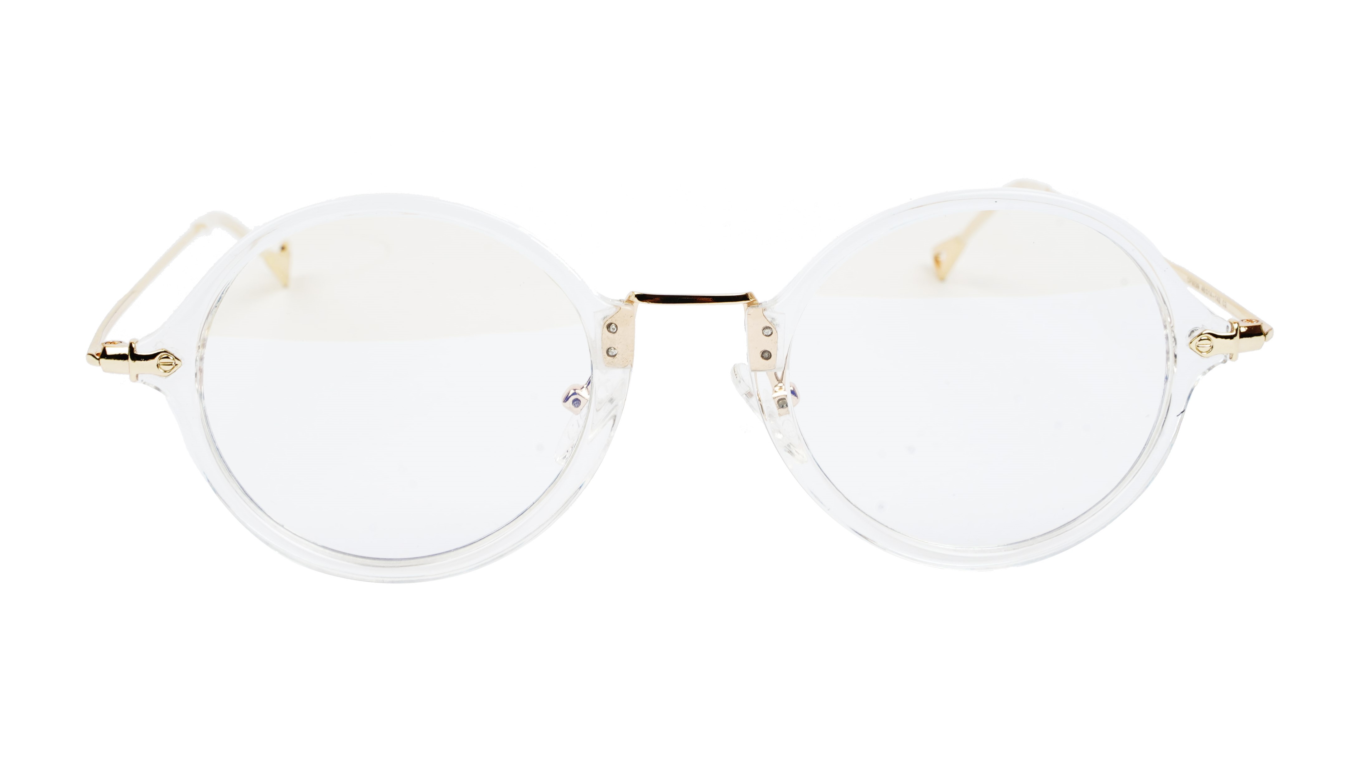 Unisex Medium Full Rim Round Spectacle Frame. Transparent & Golden