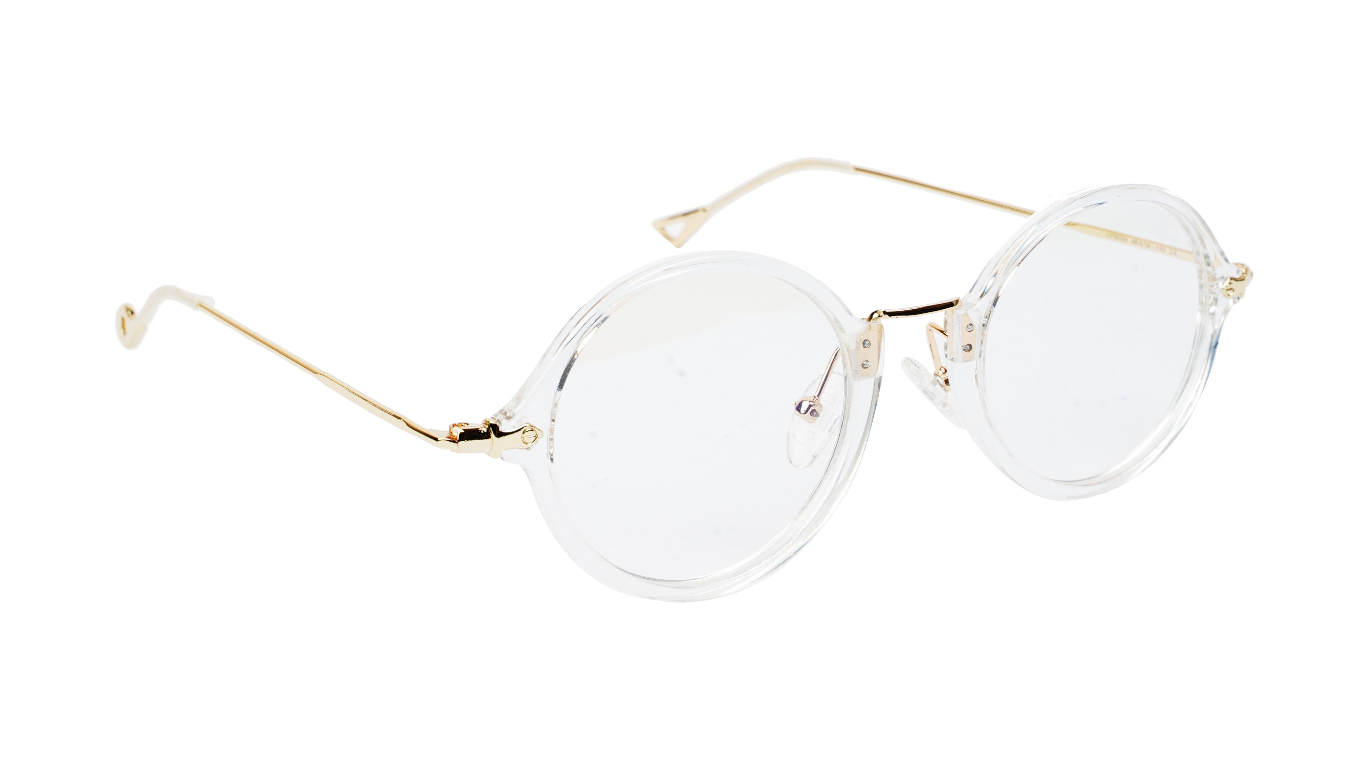 Unisex Medium Full Rim Round Spectacle Frame. Transparent & Golden