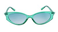Soigné Female Large Cateye Sunglasses.See Through Green Frame