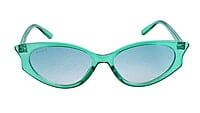 Soigné Female Large Cateye Sunglasses.See Through Green Frame with Black color Chain