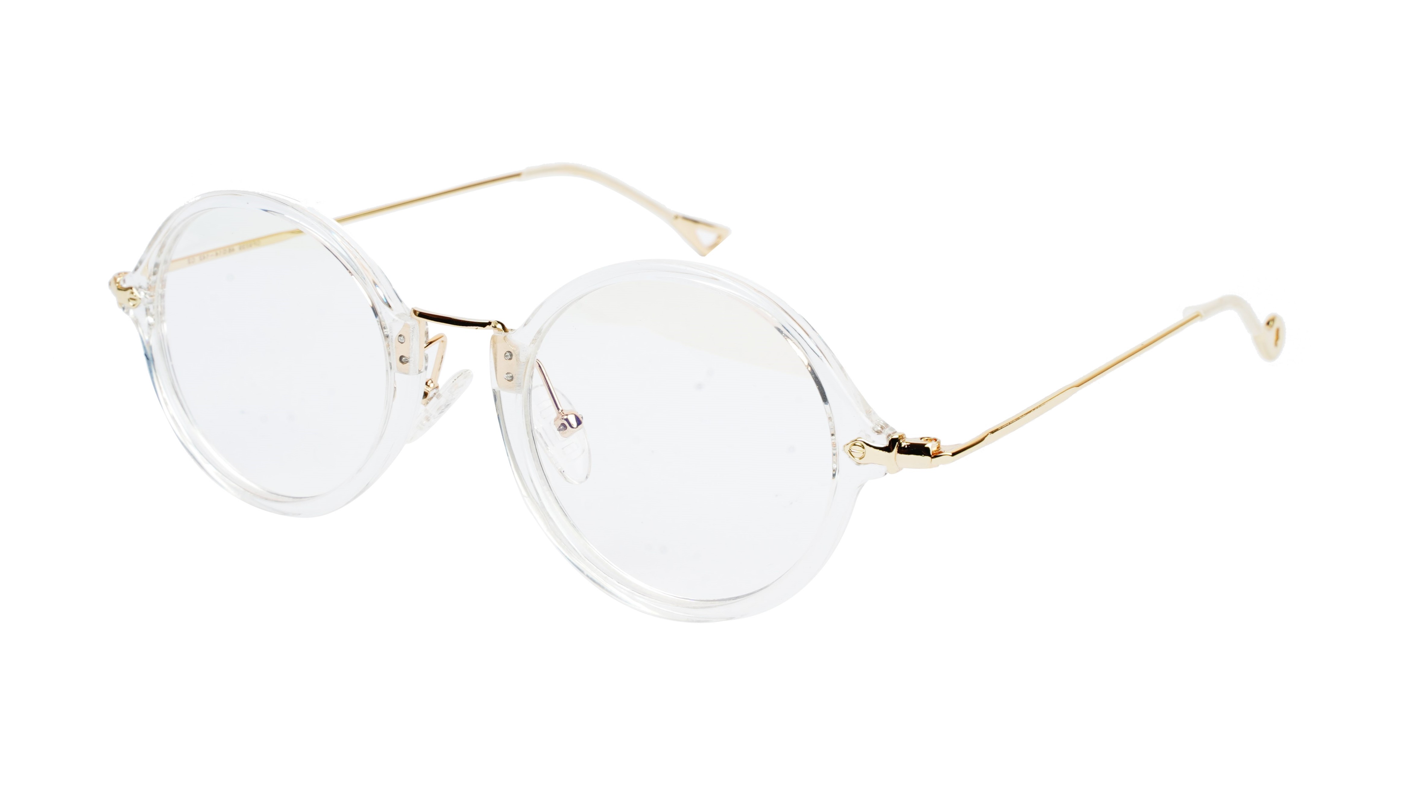 Unisex Medium Full Rim Round Spectacle Frame. Transparent & Golden