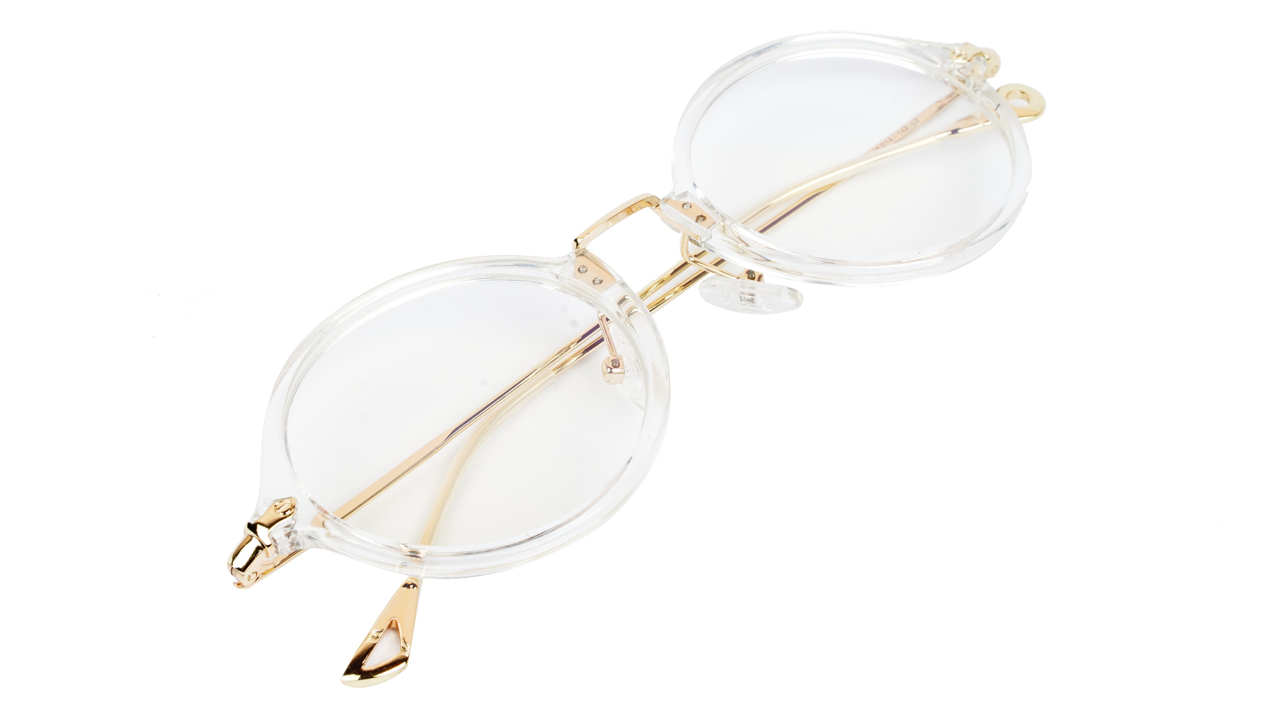 Unisex Medium Full Rim Round Spectacle Frame. Transparent & Golden
