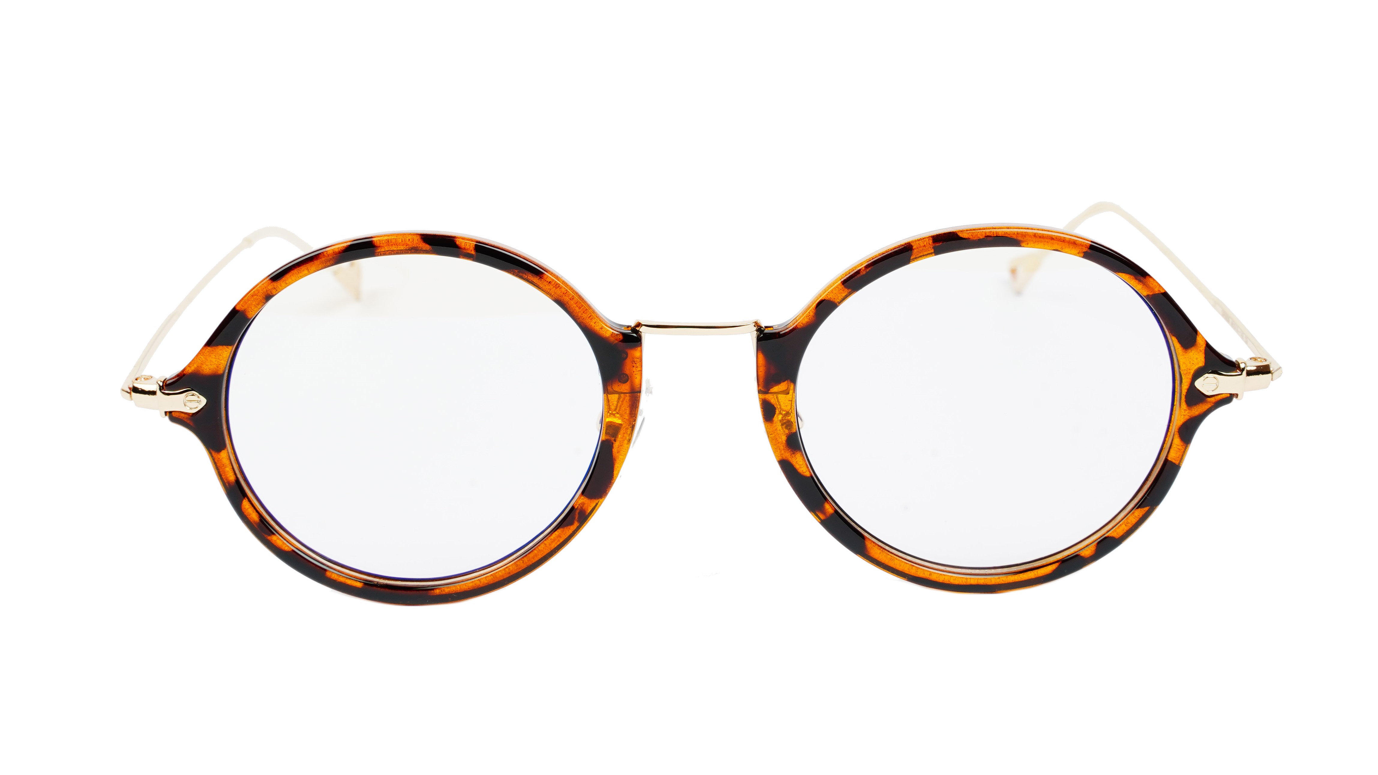 Unisex Medium Full Rim Round Spectacle Frame. Leopard & Golden
