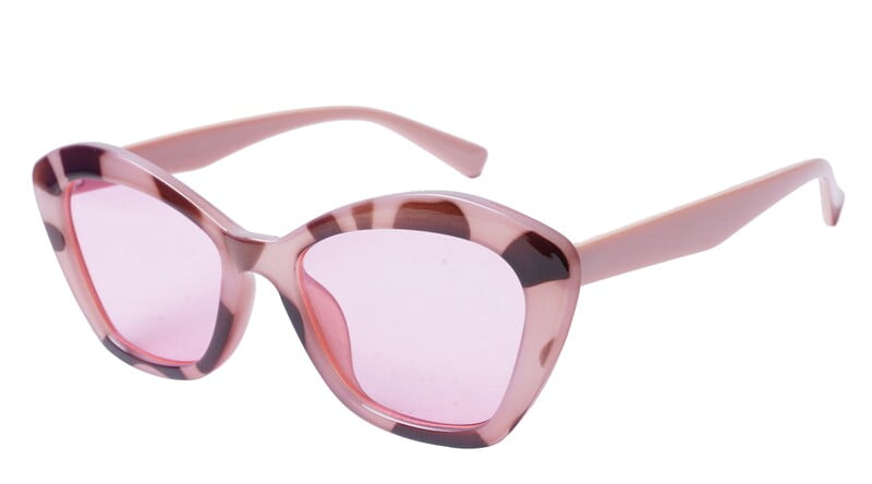 Soigné Female Oversized Cat Eye Sunglasses.Pink&Brown Rim Soigné Female Oversized Cat Eye Sunglasses.Pink&Brown Rim