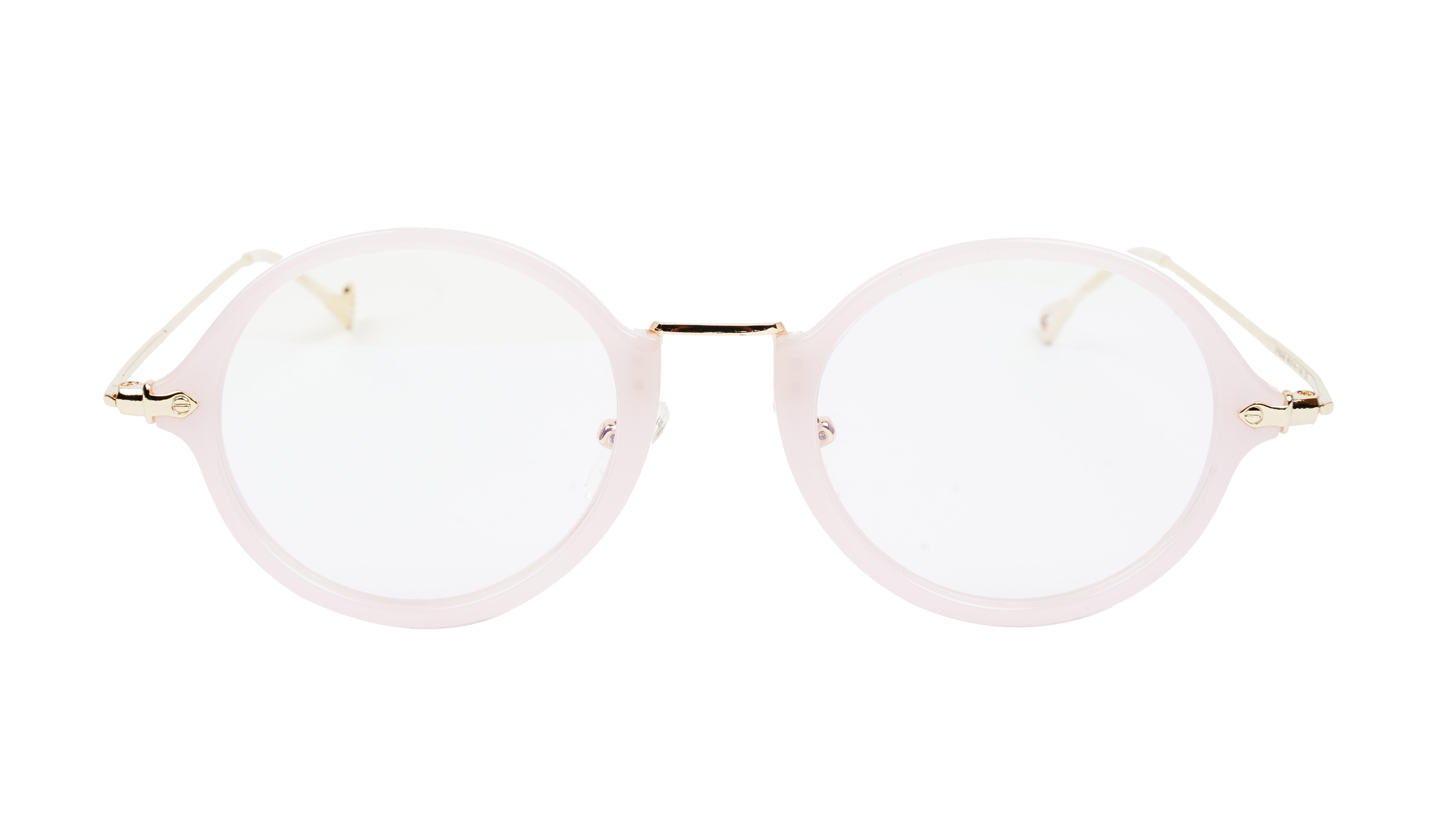 Female Round Medium Spectacle Frame. Pink & Golden