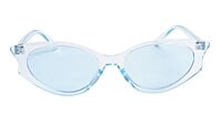 Soigné Female Large Cateye Sunglasses.See Through Blue Frame