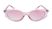 Soigné Female Large Cateye Sunglasses.See Through Pink Frame with Light blue String