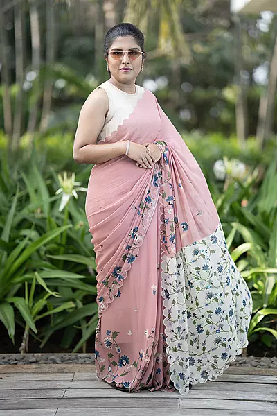 Women's Kalamkari Printed Saree - Pink