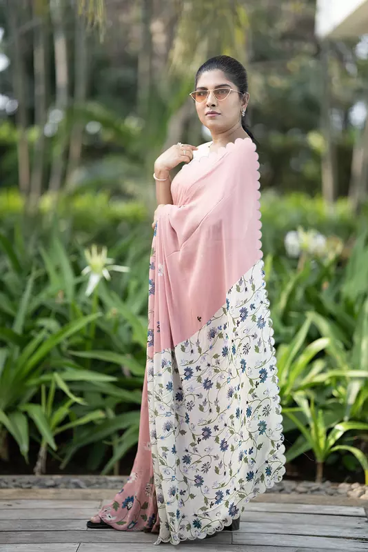 Women's Kalamkari Printed Saree - Pink
